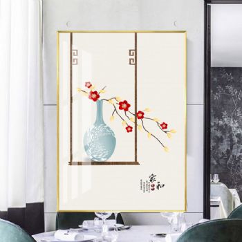 新中式装饰画家和富贵装饰画高品质晶瓷画样板房客厅装饰画