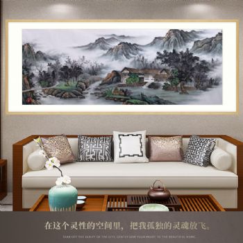 人丁兴旺聚宝盆精品小六尺手绘国画工笔画写实风景画笔触细腻原木画框