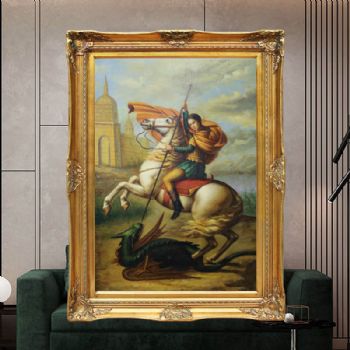 独家裂纹麻布油画 欧式经典油画 纯手绘手工 屠龙记 欧美人物画