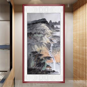 写意山水画纯手绘山水画中式水墨国画风景画实木画框
