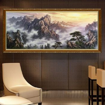 实力派画家 手绘油画 风景油画 刀画 山水油画 迎客松 家庭挂画 新中式挂画 办公室挂画