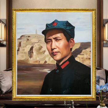 延安时期的毛泽东肖像画超写实人物油画纯手绘油画适合中堂办公室人物油画