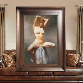 凳子上的女人人体艺术油画纯手绘写意人物油画原创抽象画美女油画