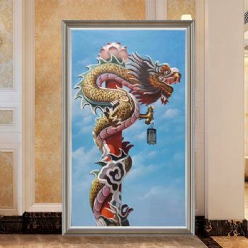 纯手绘写实工笔景物油画高品质玄关油画作品实木画框