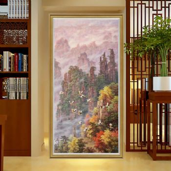 高品质纯手绘山水油画类张家界山水风景油画作品实木画框