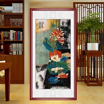 适合书房的精品荷花图纯手绘水墨国画拔墨水彩四尺写意荷花图