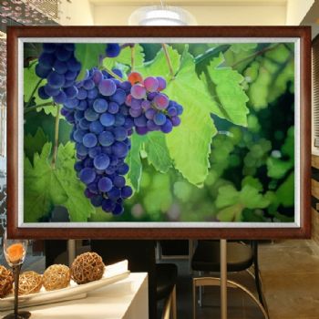 新中式寓意多子多福纯手绘超写实静物油画葡萄水果油画实木画框