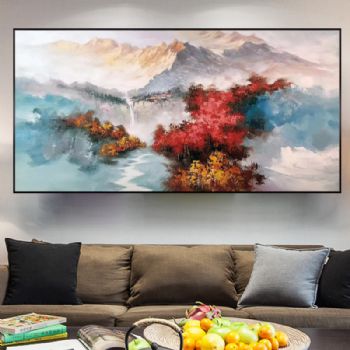 当代艺术纯手绘油画风景山水画大写意风景油画适合酒店大厅客厅装饰油画