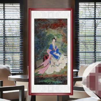 人物国画纯手绘美女画芭蕉树下人物国画工笔人物国画