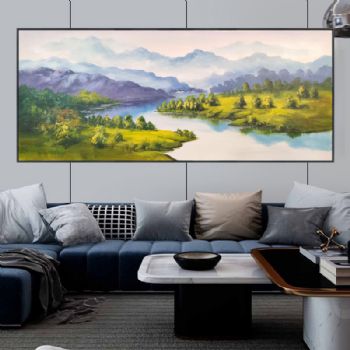 写意山水风景油画纯手绘油画抽象画厚肌理颜料立体效果显著