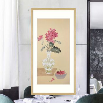 车厘子精品四尺四开水墨静物写意风景画纯手绘樱桃风景画原木画框