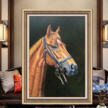 纯手绘马头油画一马当先写实动物油画适合办公室挂画