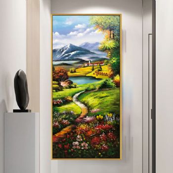 纯手绘手工 美式风景油画 玄关装饰画 家庭挂画 酒店挂画