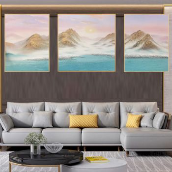 素静淡雅现代简约风格装饰挂画纯手绘手工油画客厅挂画