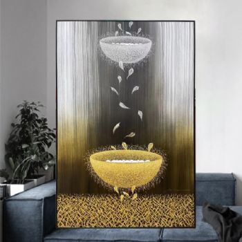 现代简约风格装饰油画纯手绘鸟巢工笔油画铝合金外框