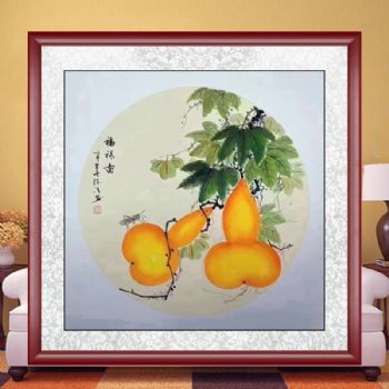 手绘水墨画花卉国画福禄图葫芦小写意斗方画