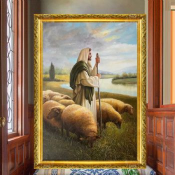 绘手绘人物油画欧式古典油画圣父牧羊图