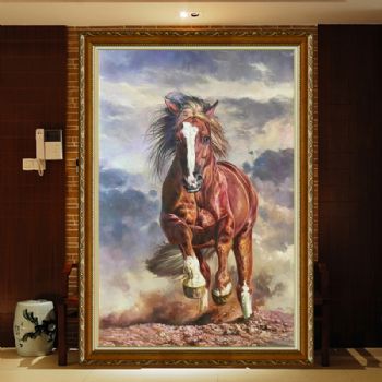雄壮的大马图小写实精品骏马图纯手绘动物油画