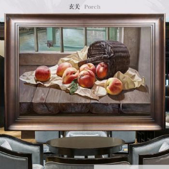 一框好桃纯手绘超写实水果静物写实油画新中式油画