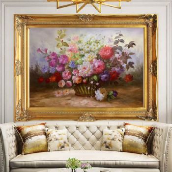 纯手绘精品欧式古典花卉油画酒店卧室花卉油画