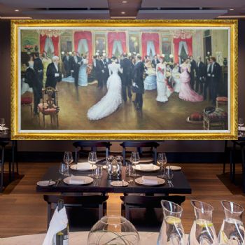 家庭装饰油画 酒店装饰油画欧式经典油画 纯手绘手工 贵族酒会 线条框