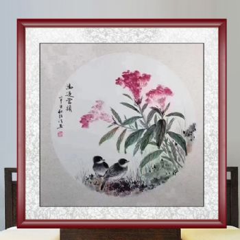 斗方画小品鸿运当头鸡冠花水墨国画纯手绘名家作品