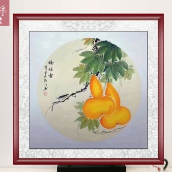 小品葫芦图手绘水墨画花卉国画福禄图中国国画小写意斗方画