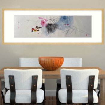 鸳鸯荷花图花鸟国画中式水墨国画纯手绘写意床头画