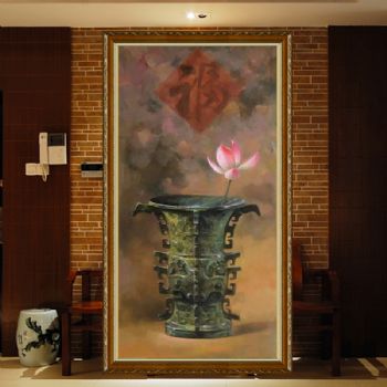 精品写实油画实力画家纯手绘古代青铜器与天长久何尊图