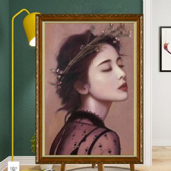 人物写实油画纯手绘美女油画带着草蝇的美女油画