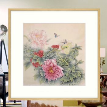 花开富贵牡丹图蝶恋花水墨工笔国画纯手绘花卉国画