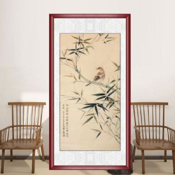 纯手绘工笔国画梅兰竹菊系列细细的叶疏疏的节雪压不倒风吹不折