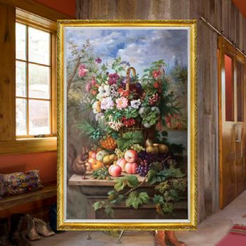 欧式古典花卉纯手绘花卉油画高品质适合客厅的花卉作品