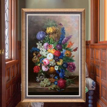 精品欧式花卉油画水果静物写实优美风景画实木画框