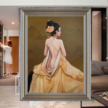 超写实人物油画纯手绘美女写真人体油画中式人物挂画