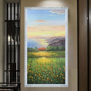 花海手绘山水风景油画适合玄关走廊的风景油画