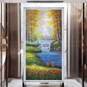 黄金树花海手绘山水风景油画欧式风景油画