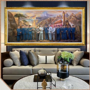 人物写实油画纯手绘主席与将军新中式精品人物油画实木画框