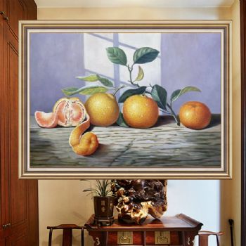 安居乐业平平安安新中式桔子静物写实纯手绘油画
