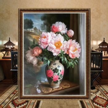 纯手绘欧式古典花卉油画精品手绘客厅餐厅花卉油画