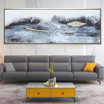 现代简约黑白灰风景油画纯手绘禅意油画