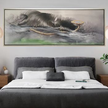 经典灰禅意油画纯手绘客厅卧室挂画事事如意油画