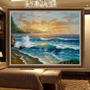 精品海浪风景油画乘风破浪纯手绘风景油画