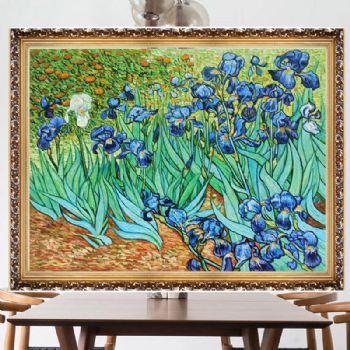 精品梵高系列鸢尾花厚肌理世界名画写意花卉油画