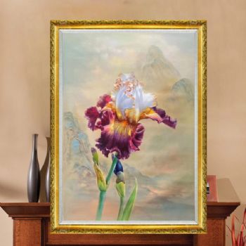 山间一朵茑尾花精品纯手绘写实花卉油画实木画框