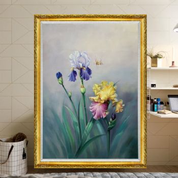 纯手绘茑尾花油画适合餐厅卧室的花卉油画实木画框