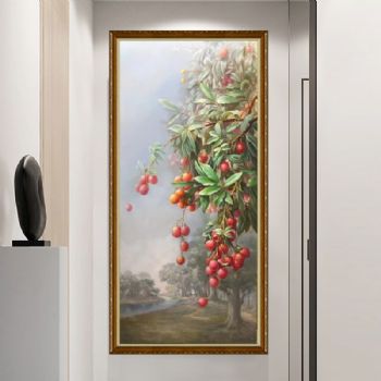 高档精品荔枝超写实油画大桔大利励志加油纯手绘油画