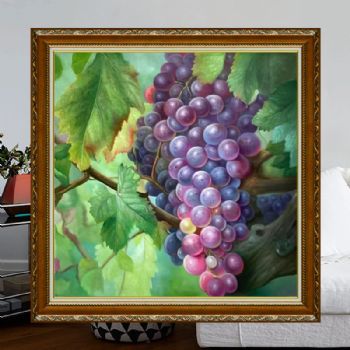 大紫大红多子多福纯手绘写实油画静物油画葡萄油实木画框