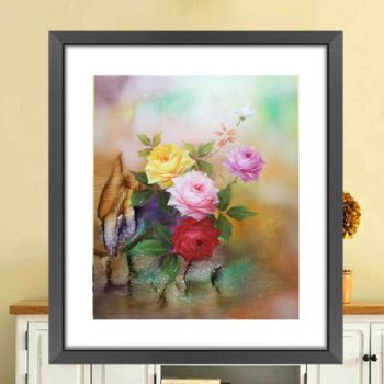 玫瑰油画纯手绘花卉油画适合卧室书房的花卉油画