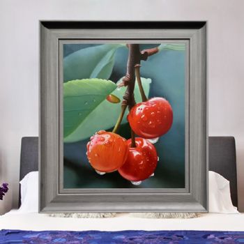 精品超写实水果静物油画纯手绘樱桃车厘子油画